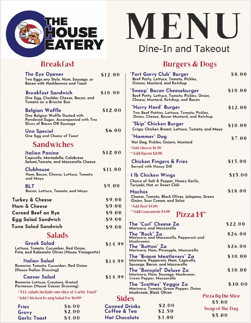 The House Eatery Menu JPG